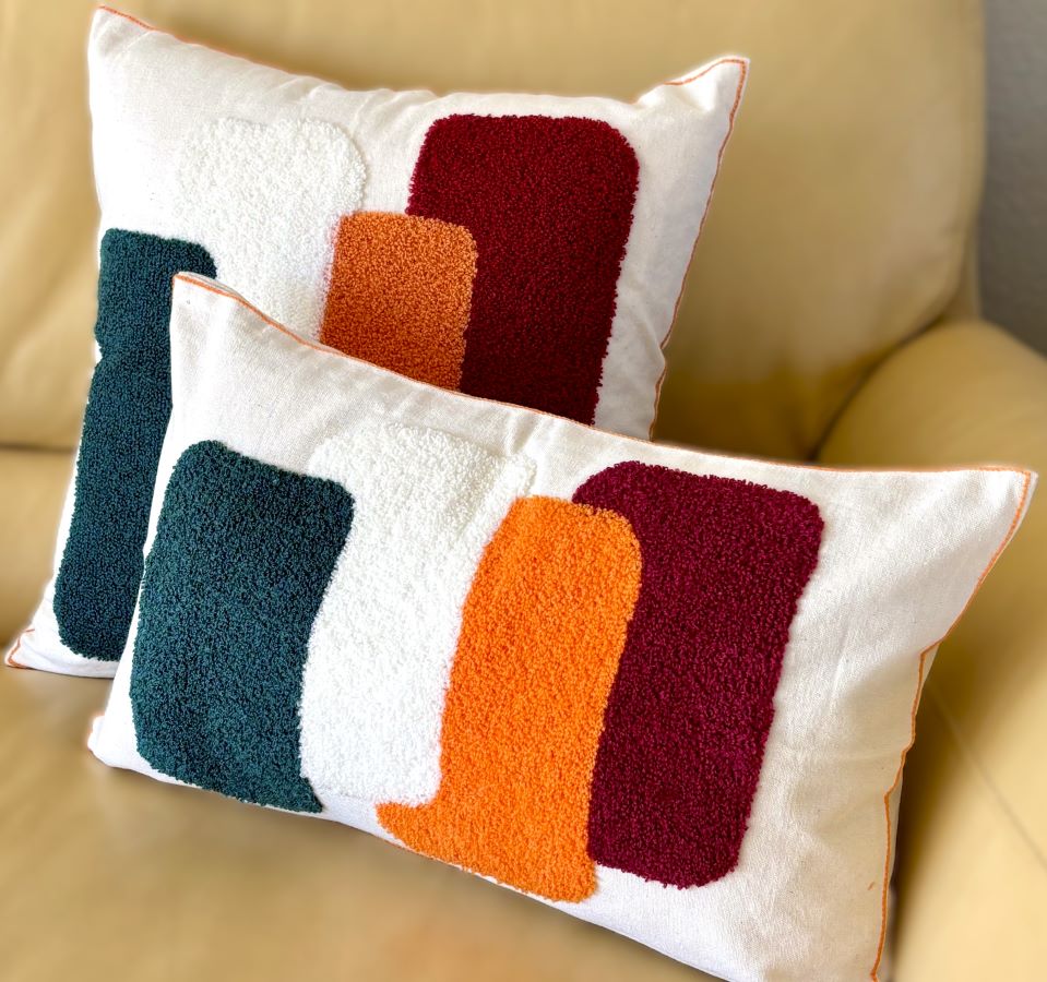 Modern Color Block Tufted Pillow Cover