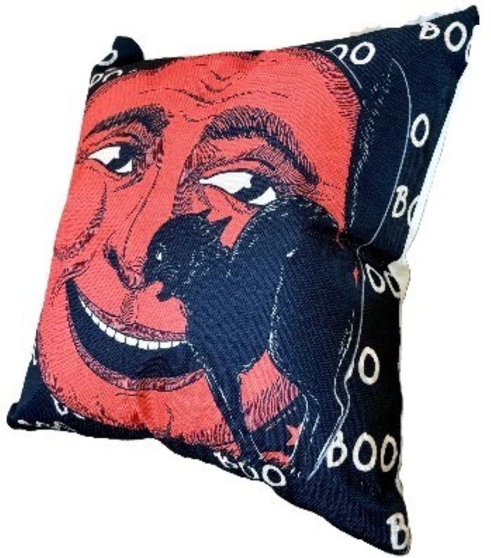 Set/2 18" Vintage-Style Halloween Pillow Covers - Flying Witch & Man in the Moon