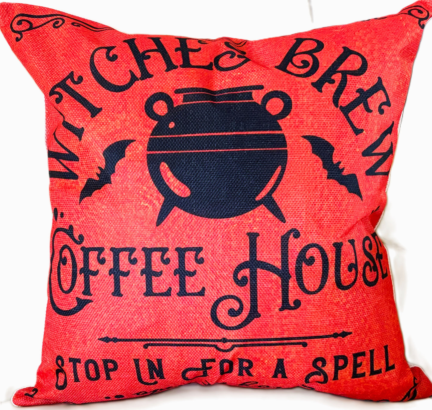 Set/2 18" Vintage-Style Halloween Pillow Covers - Witch & Crescent Moon