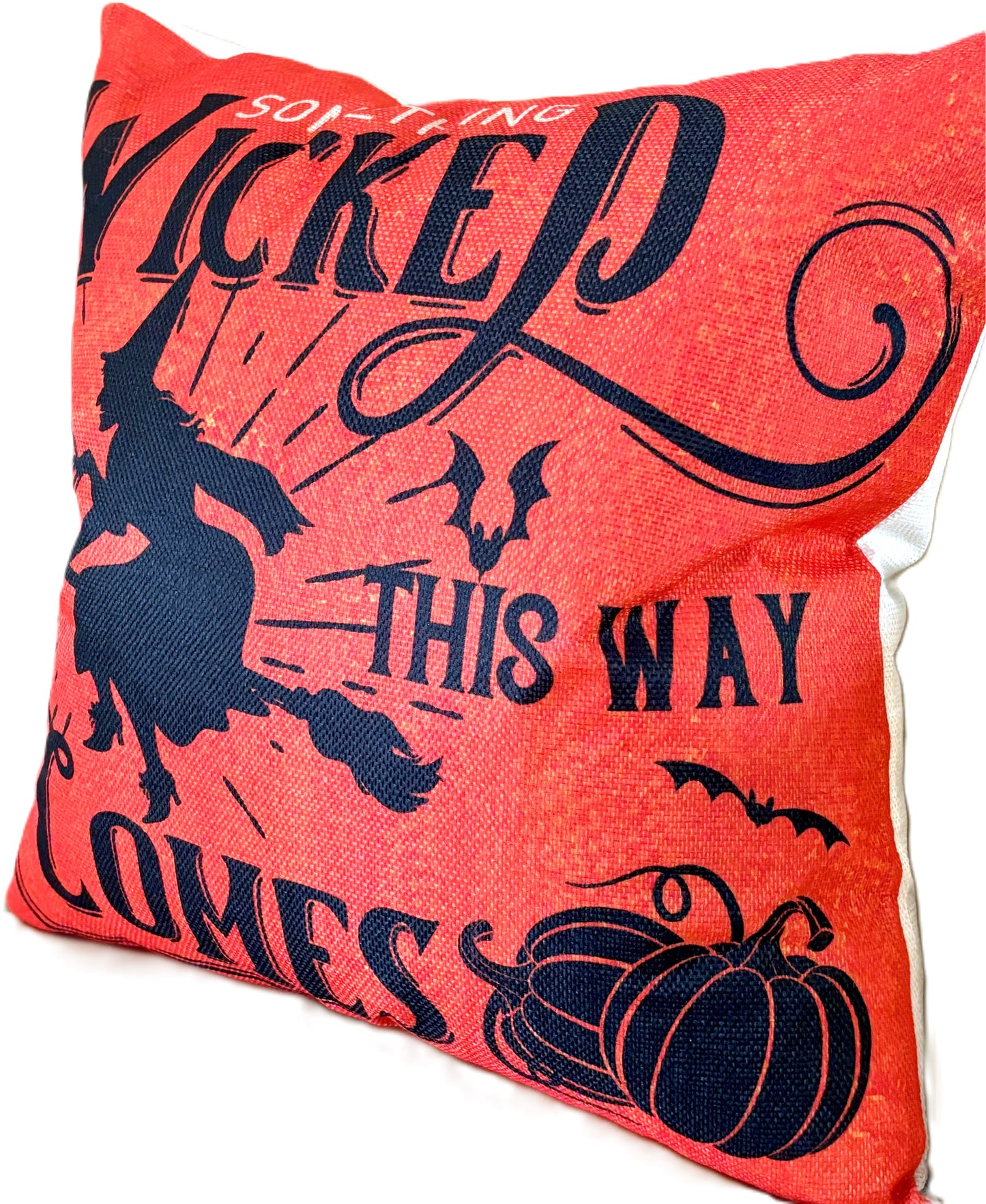 Set/2 18" Vintage-Style Halloween Pillow Covers - Flying Witch & Man in the Moon