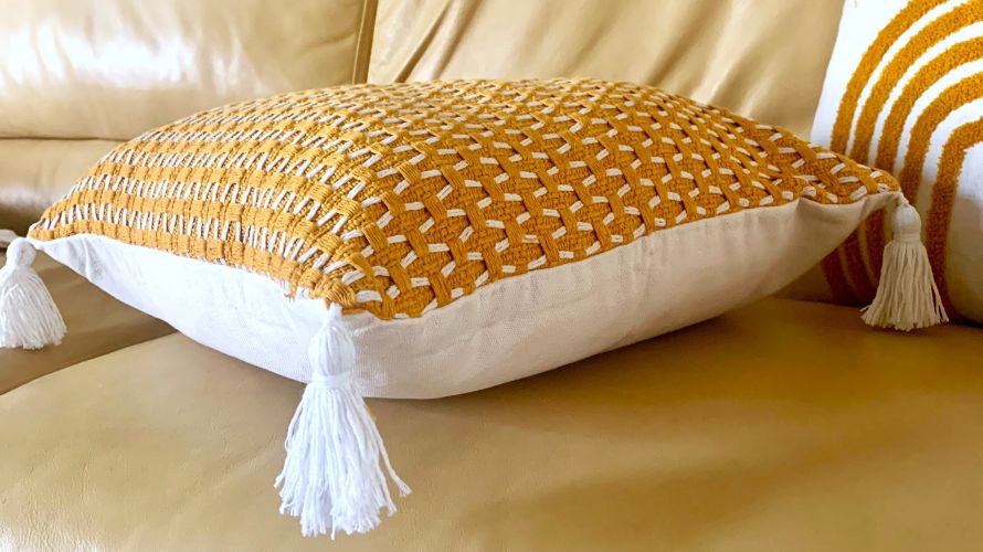 Gold and Beige Woven Pillow Cover (2 sizes)