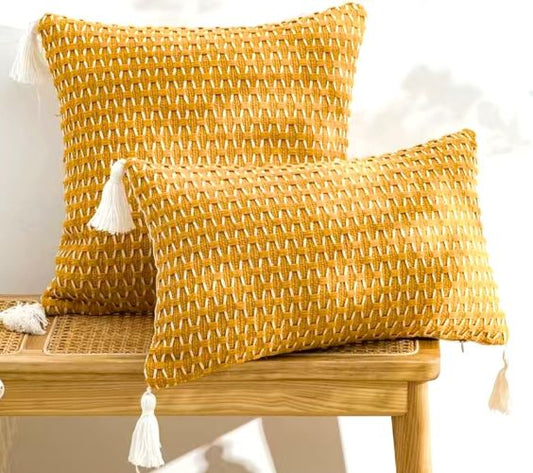 Gold and Beige Woven Pillow Cover (2 sizes)