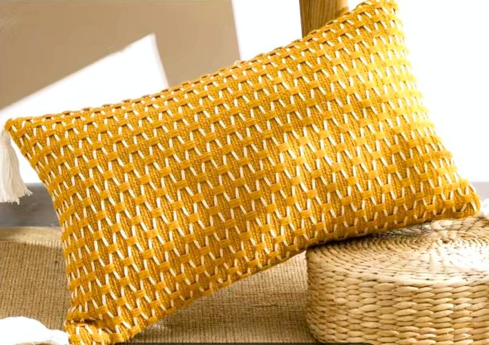 Gold and Beige Woven Pillow Cover (2 sizes)
