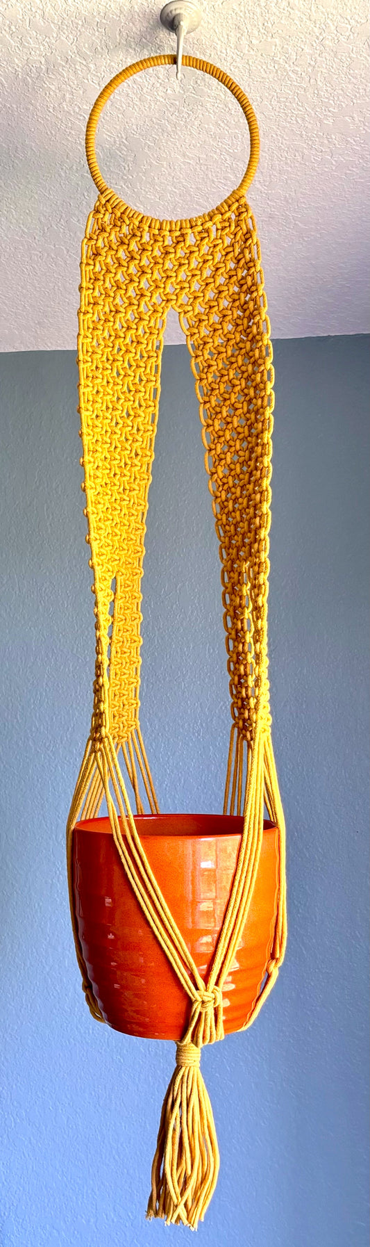 Artisanal Golden Mustard Macramé Plant Holder