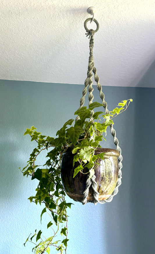 Artisanal Sage Green Macramé Plant Holder