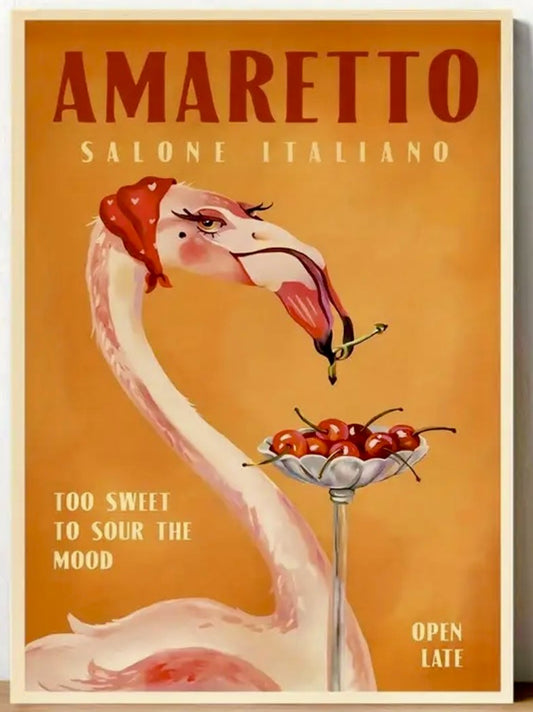 Retro Amaretto Advertisement Glamorous Flamingo Art Print