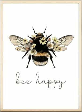 "Bee Happy" Inspirational Bee Art Print