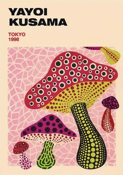 Yayoi Kusama 1998 Pink Mushrooms Art Print
