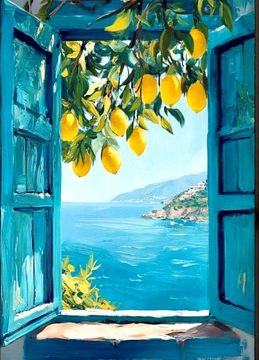 Looking out the Window Mediterranean Coastal Art Print