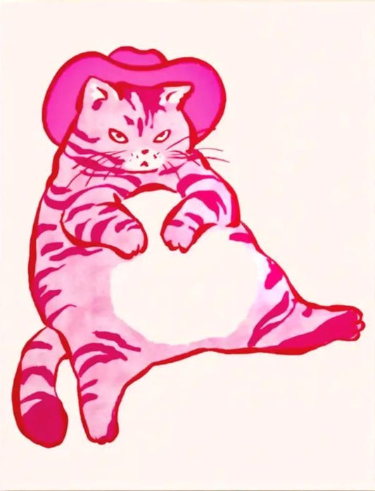Pink Cowboy Fat Cat Art Print