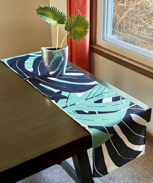 monstera runner Abstract Monstera Table Runner