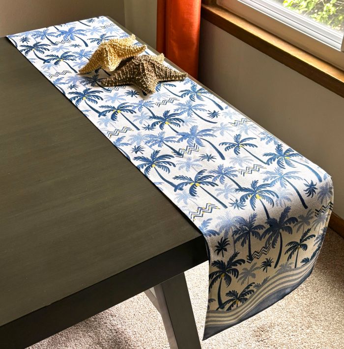 Blue Mediterranean Date Palms Table Runner