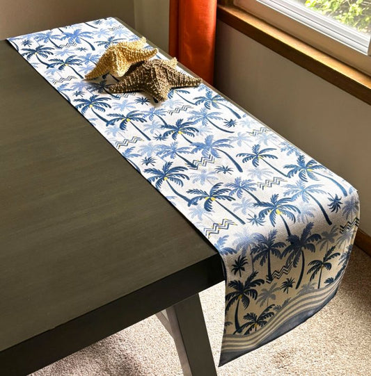 Blue Mediterranean Date Palms Table Runner