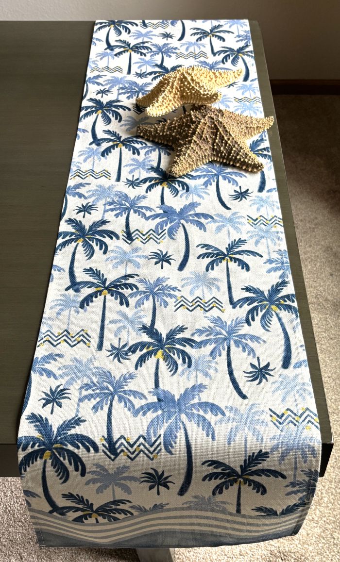 Blue Mediterranean Date Palms Table Runner