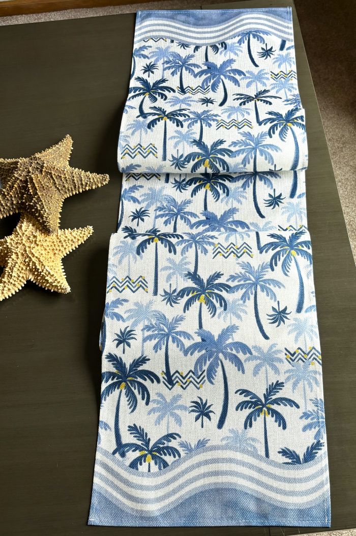 Blue Mediterranean Date Palms Table Runner