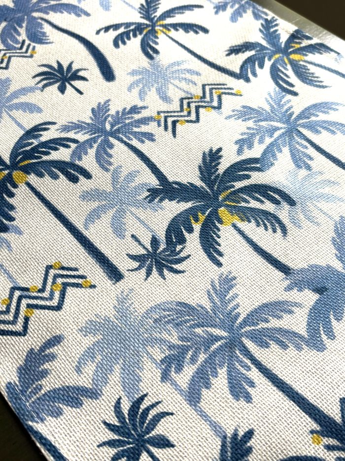 Blue Mediterranean Date Palms Table Runner