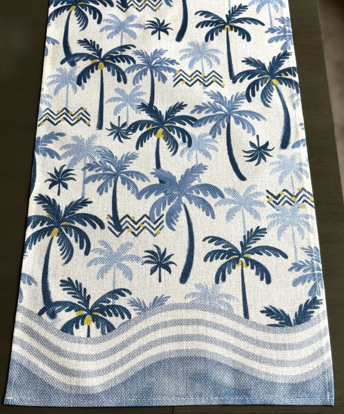 Blue Mediterranean Date Palms Table Runner