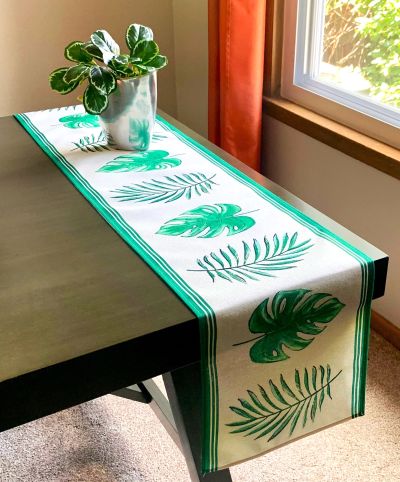 Tropical Leaves Table Runner
