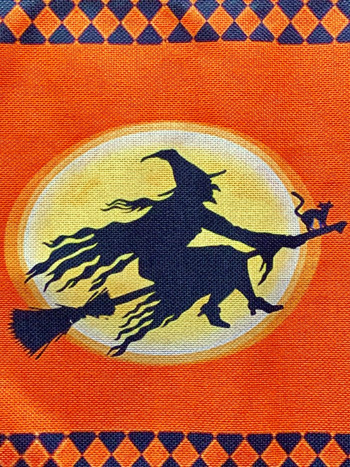 Spooky Halloween Flying Wicked Witch Table Runner