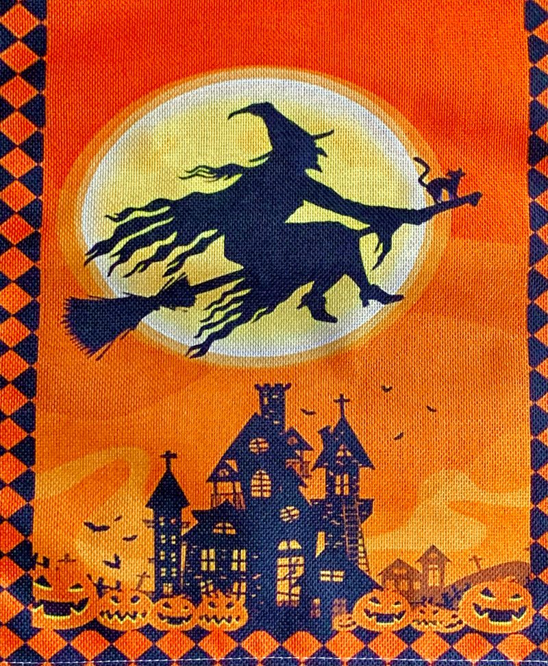 Spooky Halloween Flying Wicked Witch Table Runner
