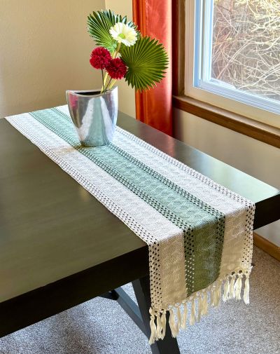 Woven Striped Farmhouse Table Runner