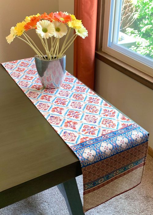 Earthy Bohemian Floral Table Runner