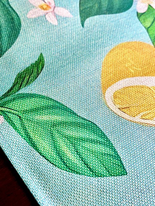 Teal Lemon Floral Table Runner