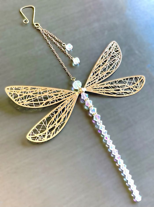 Iridescent Crystal Dragonfly Sun Catcher
