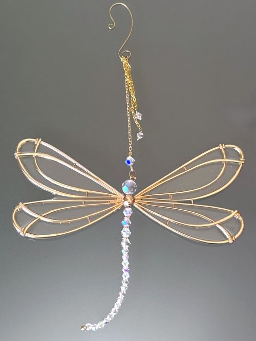 Iridescent Crystal Dragonfly Sun Catcher