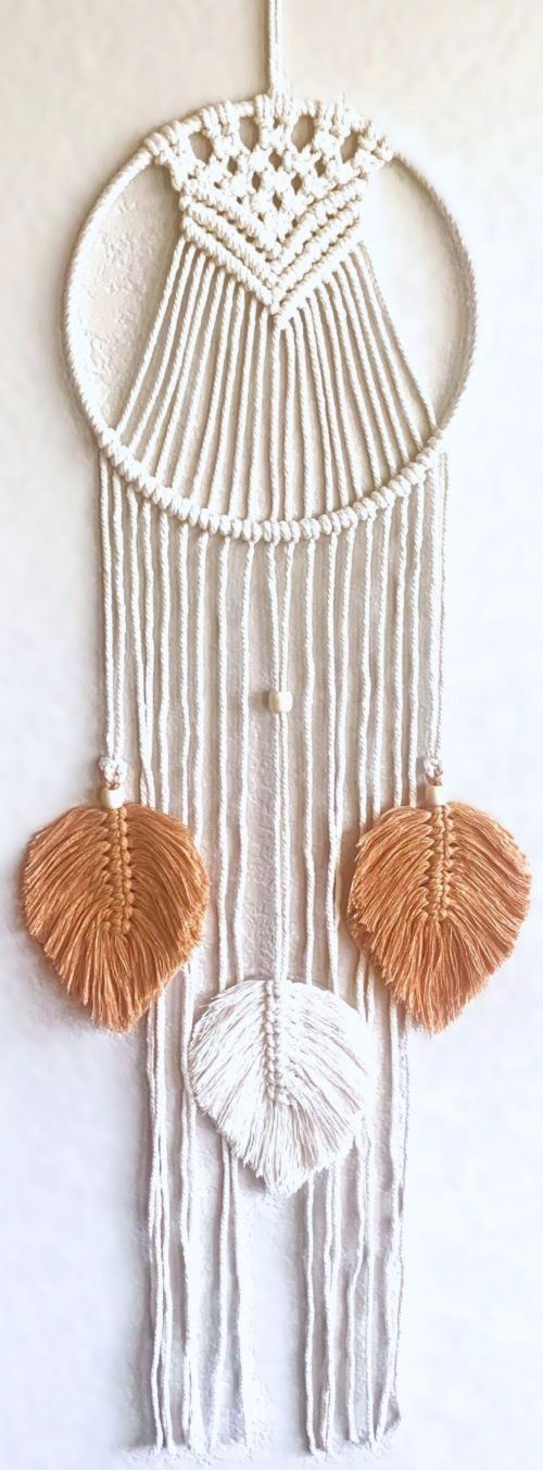 Macrame Leaves Dream Catcher Wall Hanging