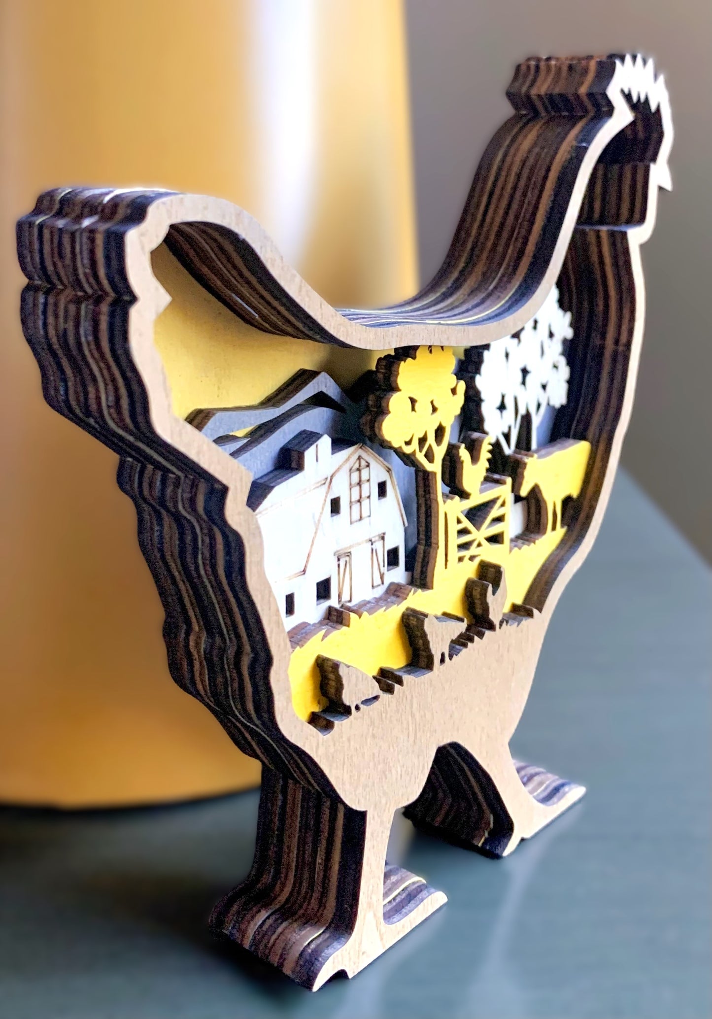 Farmhouse Chicken Wood Diorama