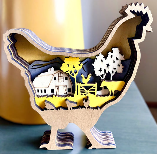 Farmhouse Chicken Wood Diorama