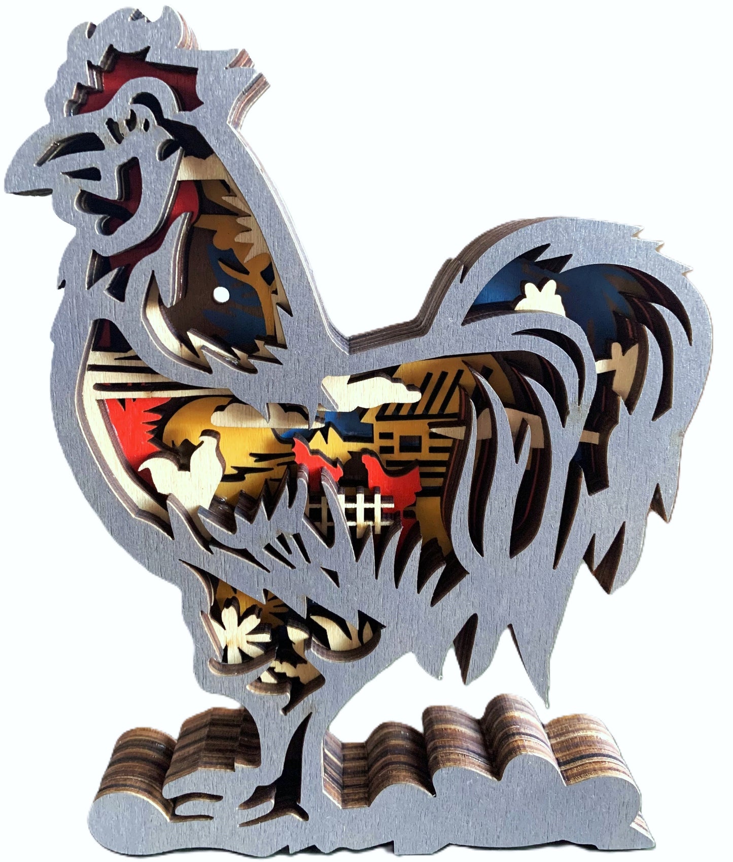Rooster Wood Diorama