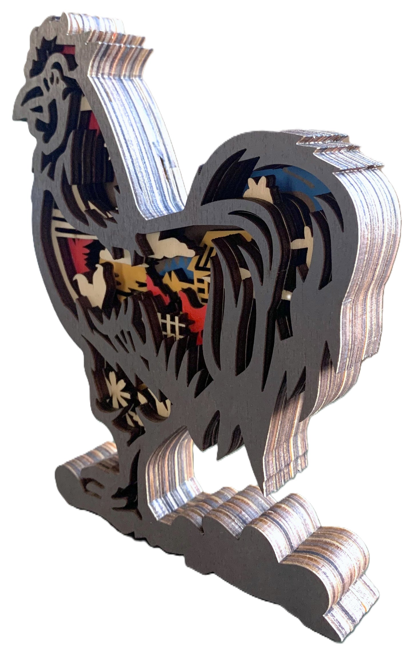 Rooster Wood Diorama