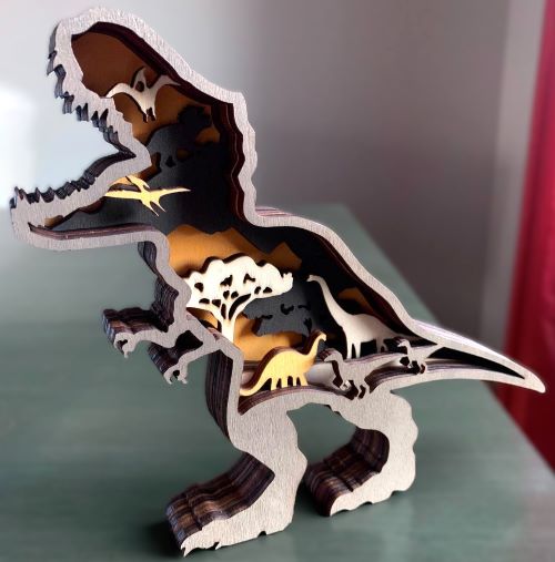 Tyrannosaurus Rex Dinosaur Wood Diorama