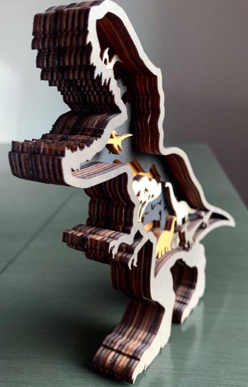 Tyrannosaurus Rex Dinosaur Wood Diorama