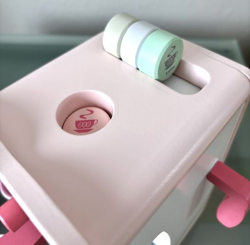 Pink Espresso Machine Wooden Coffee Playset