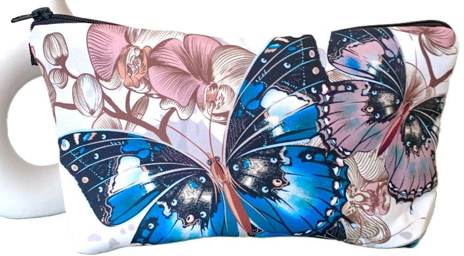 Butterfly and Orchid Zippered Pouch